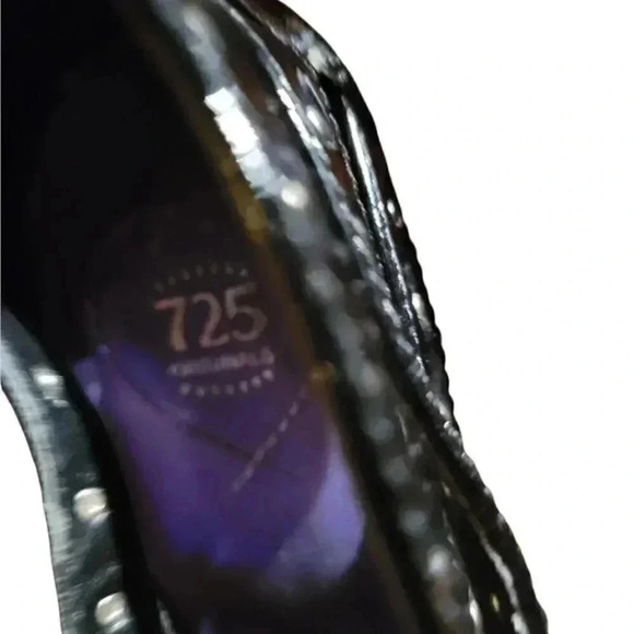 LALA 725 Originals Patent Black Strappy studded Sandles 4 " heels size 7 - Picture 4 of 11